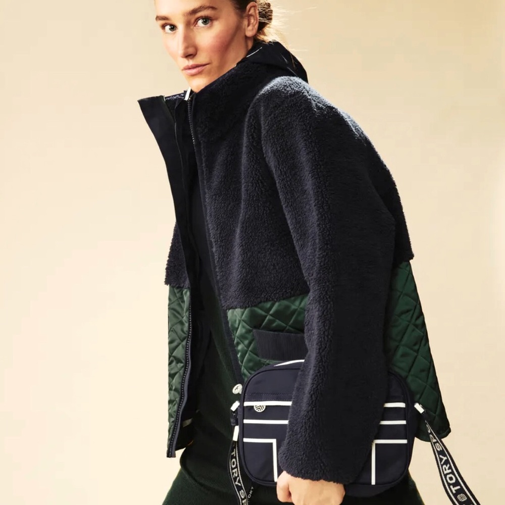 Limited edition! Tory Burch Sport Sherpa FleeceQuilted Jacket, size L